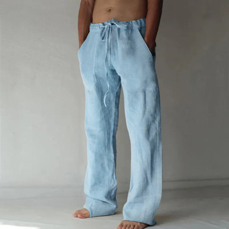 2024 frühling Leinen Breite Männer Hosen Koreanische Hosen Oversize Baumwolle Streetwear Männlichen Neue Yoga Hosen Casual Männer Kleidung Jogginghose
