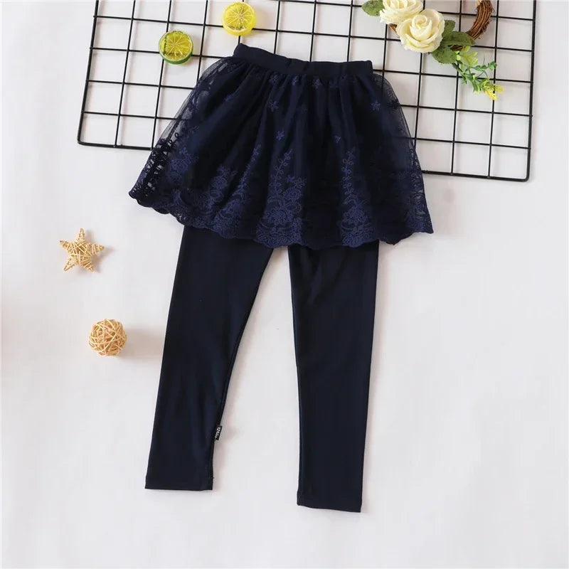 Neue Baby Mädchen Leggings Spitze Prinzessin Rock-hosen Frühling Herbst Kinder Dünne Rock Hosen für 2-7 Jahre kinder Kleidung