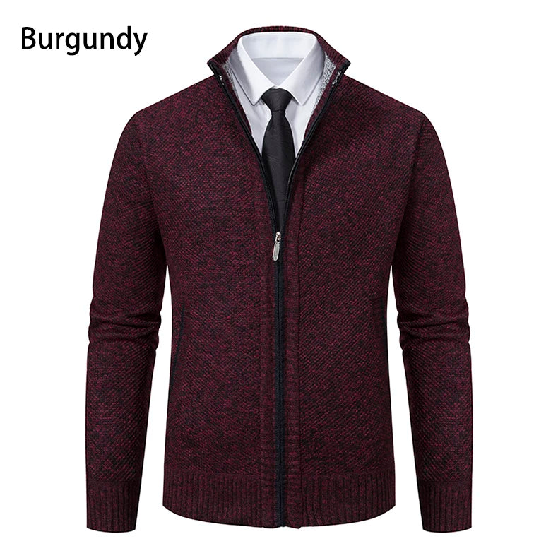 Herbst Und Winter New Jersey männer Casual Sport Mantel Einfarbig Stehkragen Wullover Greifen Fleece Warm Zipper Strickjacke