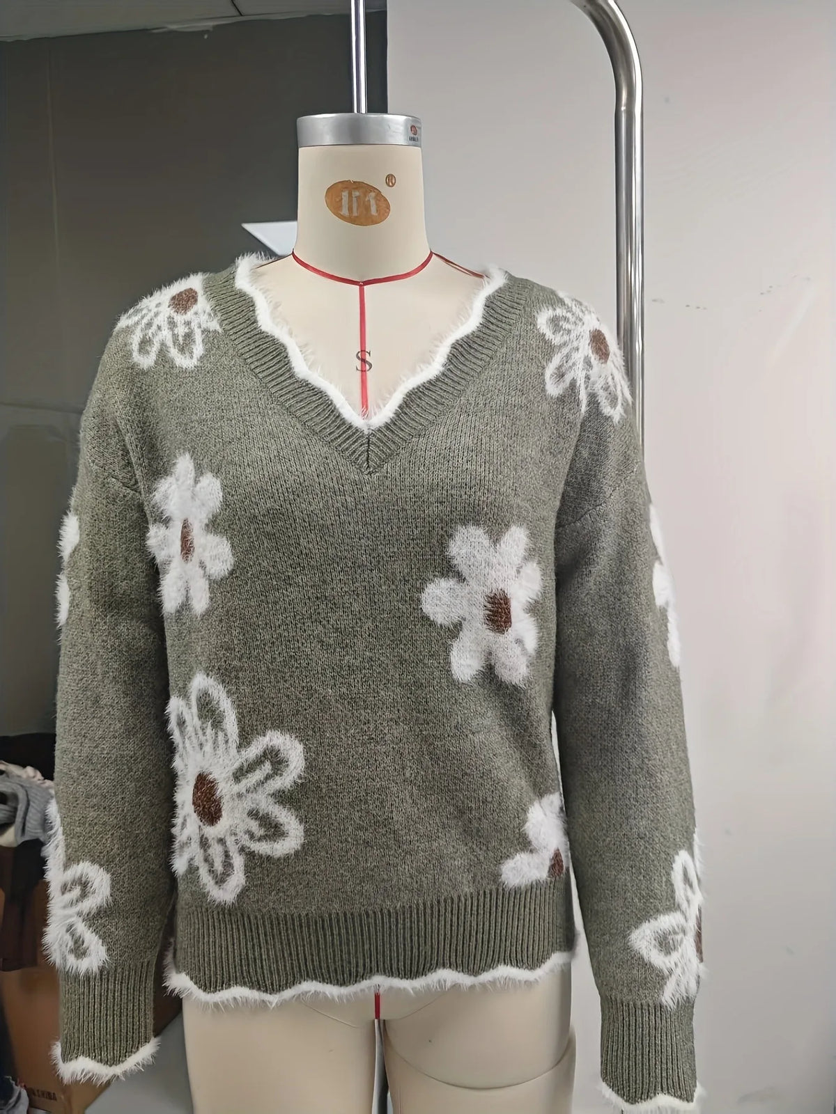 Frauen Invierno Herbst Modus Neue Herbst Pullover V-ausschnitt Jacquard Lange ärmeln Vielseitig Gestrickte Pullover Pullover Maglione Da Donna