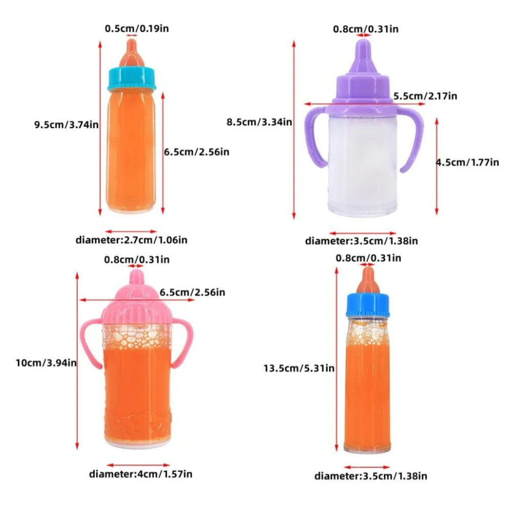 Große Baby Puppe Babyflasche Set Babypflege Spielzeug Kinderwagen 2 stücke Milch Und Saft Flaschen Mit Spielzeug Schnuller für Babypuppen