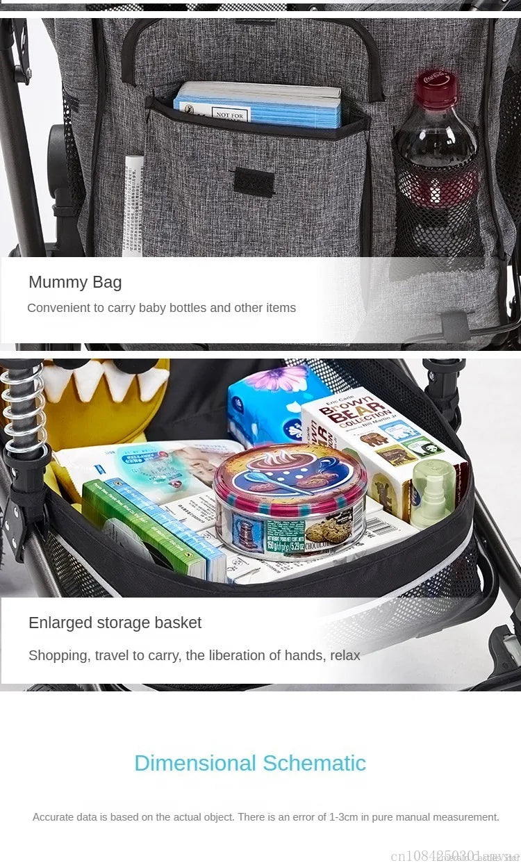 3-in-1-Kinderwagen, klappbar, beidseitig nutzbar, für alle Jahreszeiten, Kinderwagen, Babykutsche, hohe Sitzposition, für Neugeborene, Reisen