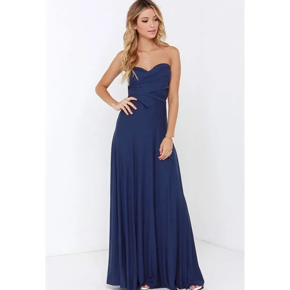 Mode Multi-getragen V-ausschnitt Vestidos De Fiesta Frauen Lange Kleid Sexy Geschnallt Dame Sommer Maxi Kleid
