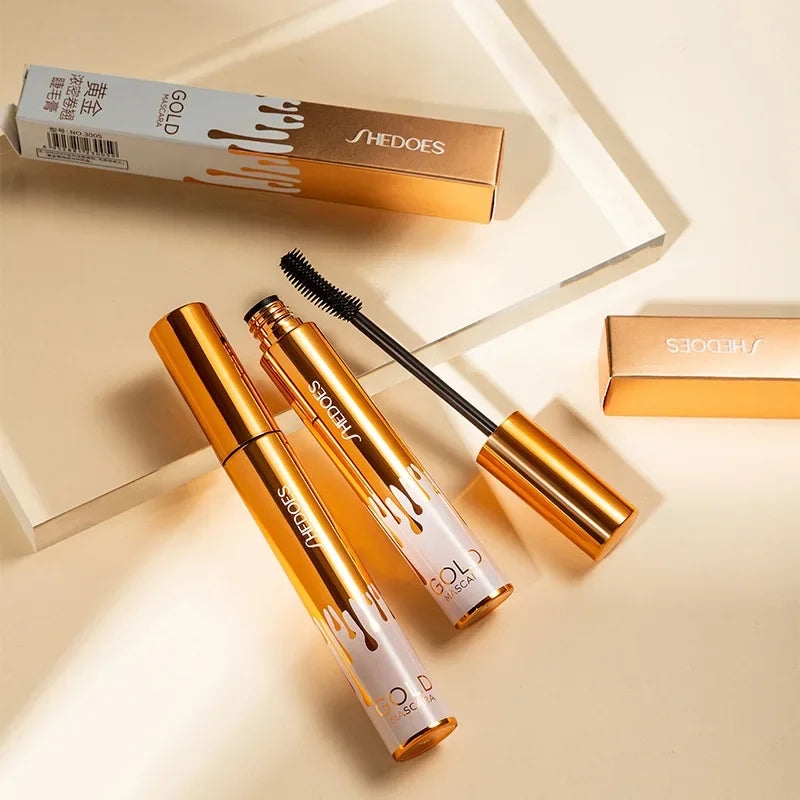 3D Mascara Verlängerung Schwarz Wimpern Wimpern Verlängerung Wimpern Pinsel Schönheit Make-Up Langlebige Gold Farbe Mascara