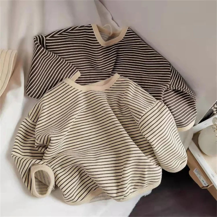 Lawadka Baumwolle Kinderkleidung Langarm T-Shirts Gestreift Baby Junge Mädchen Tops Lässige Kinder T-Shirt Herbst Frühling T-Shirt 1-8T