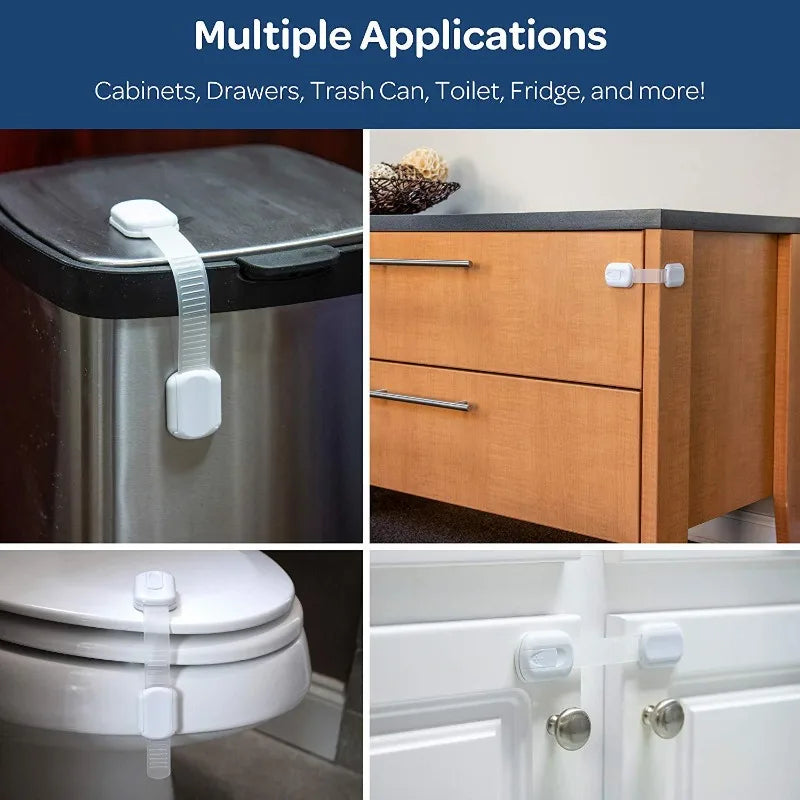 Baby Safety Lock, Drawer Child Proof Latch, Cabinet Locks, Self-Adhesive Cabinet, Drawer and Door Straps, Baby Proof Straps