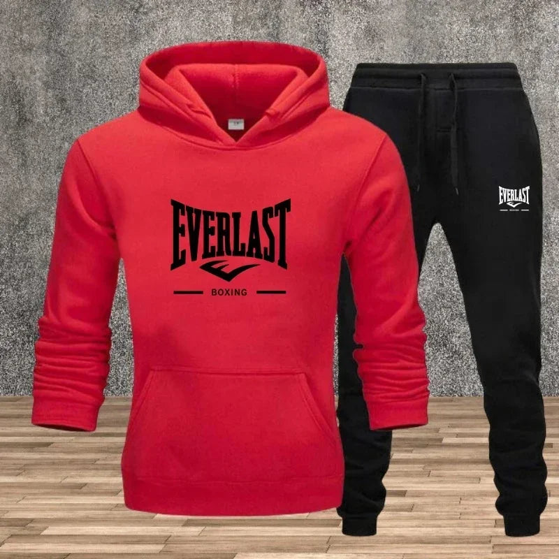 Ein neues modisches Fitness-Jogging-Freizeitset für Herren für Herbst und Winter, bestehend aus zweiteiligem Kapuzenpullover und Hose.
