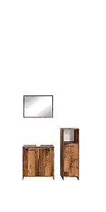 Bad Furniture-Set Oak rustikal Kiko, bestehend aus Badezimmer Mirror, Washbasinunterschrank - Platz for Nursing and Baduten