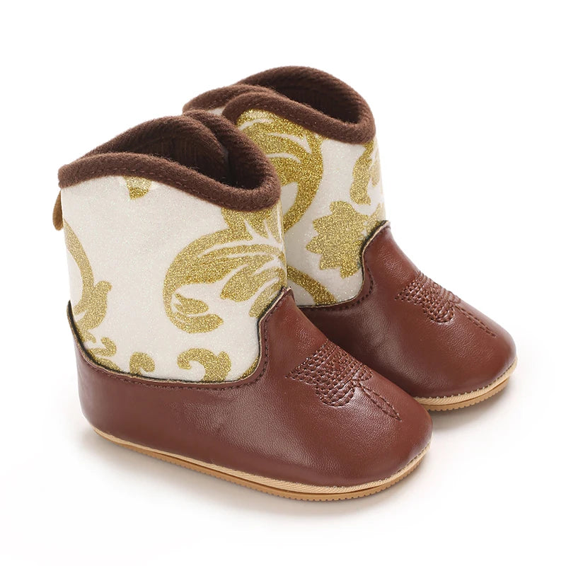 Winterstiefel für Babys, Jungen und Mädchen, 0–12 Monate, Western-Denim, Lauflernschuhe, warm, lässig, modisch