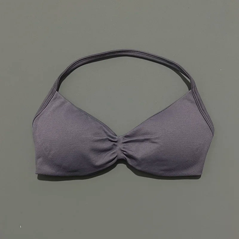 Sport-BH mit Trägern, Yoga-Unterwäsche, Damen-Gymnastik-Top, Lauftraining, rückenfreier BH, hohe Unterstützung, aktive Kleidung, Fitness, Workout, Neckholder