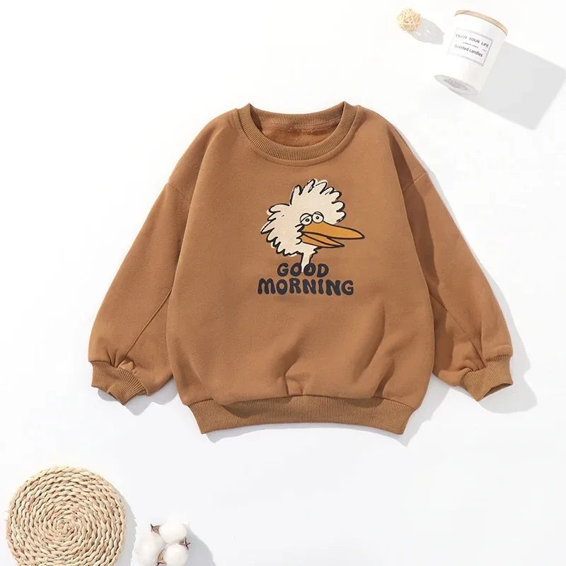 Koreanische INS 2024 kinder Herbst Winter Lange Hülse O-ansatz Sweatshirt Nette Tops für Mädchen Und Jungen Baby Pullover Kinder Kleidung