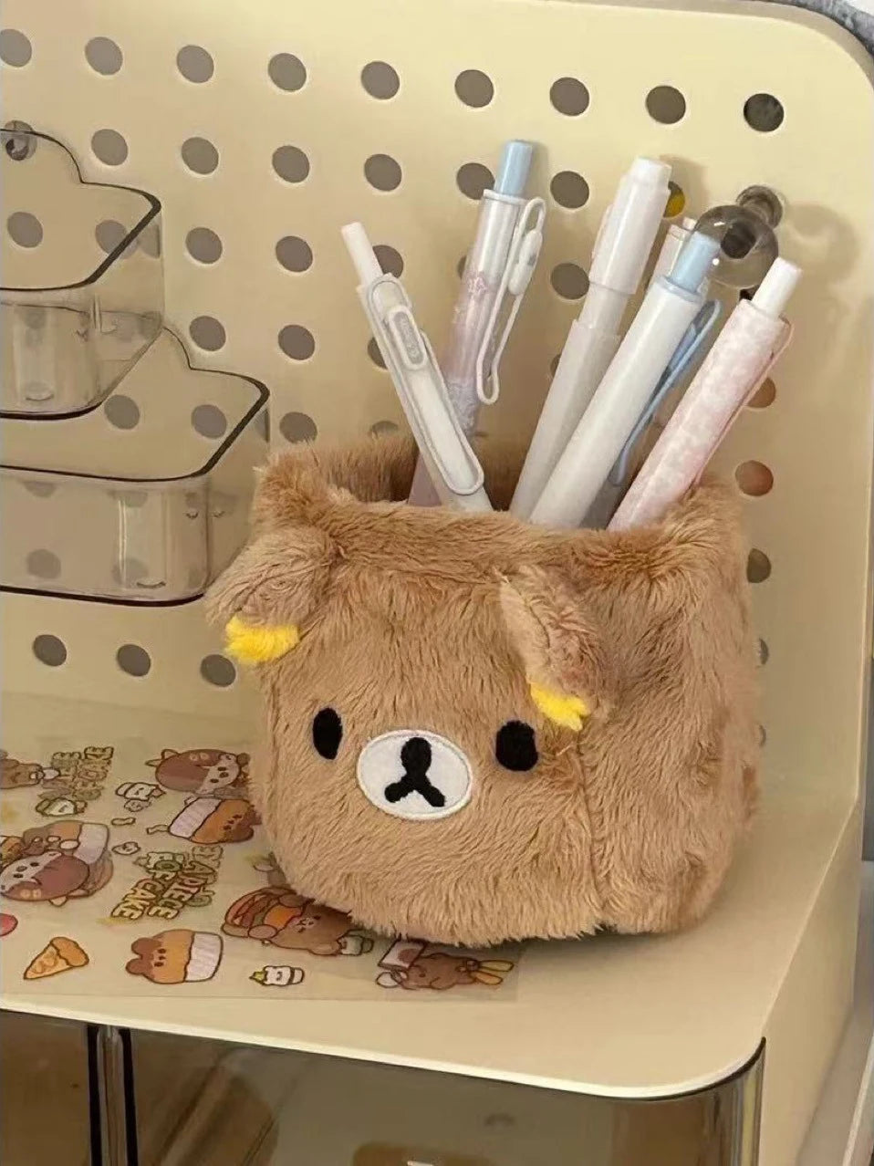 Plüsch Bleistift Halter Kosmetik Stift Container Kawaii Schreibtisch Zubehör Büro Organizer Kind Schreibwaren Lagerung Box Geschenk