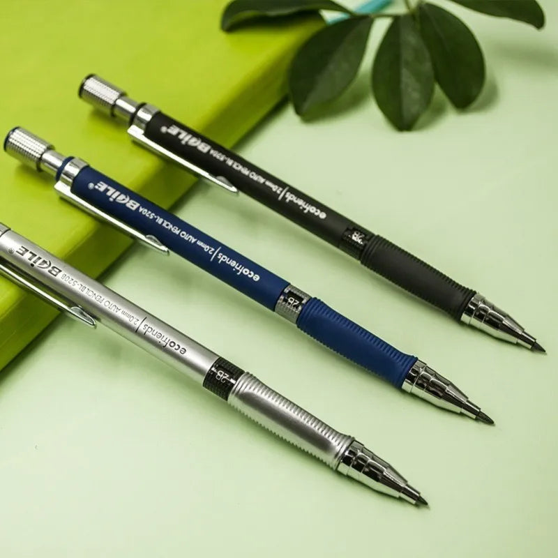 Druckbleistift-Set 2,0 mm mit 2B-Schwarz/Farben-Minenminen zum Schreiben, Skizzieren, Kunst, Zeichnen, Malen, Schule, automatischer Bleistift