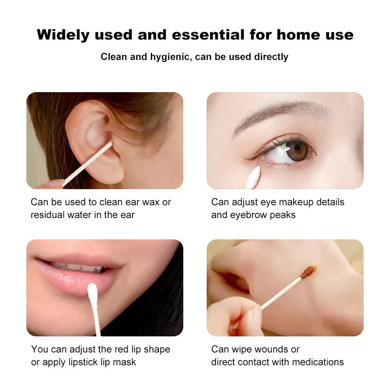 1500/500 stücke Runde Headed Baumwolle Tupfer Doppel Headed Frauen Make-Up Baumwolle Knospen für Holz Sticks Nase Ohren Reinigung gesundheit Pflege Werkzeug
