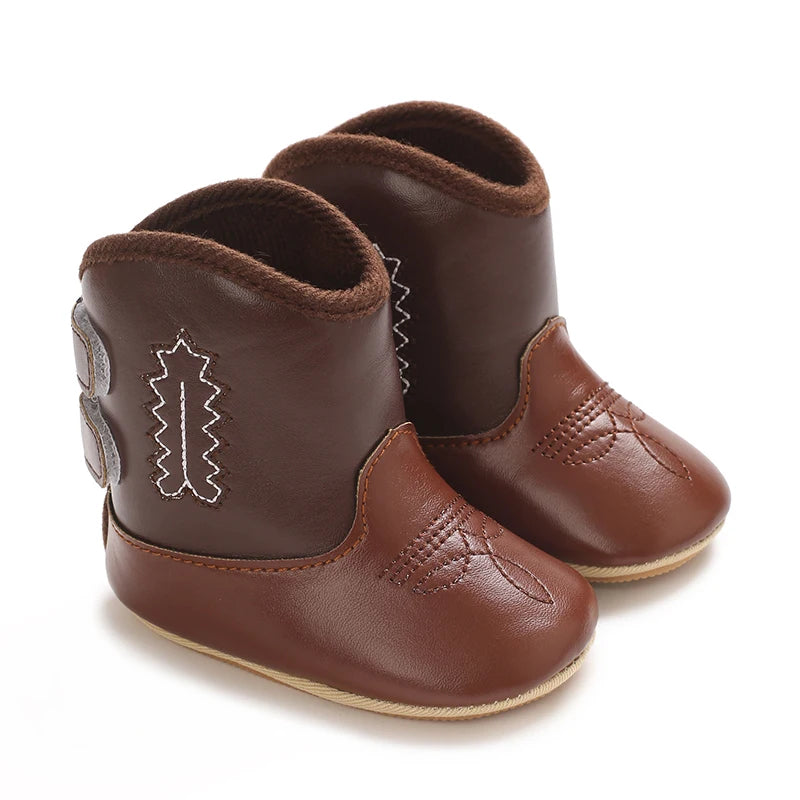 Winterstiefel für Babys, Jungen und Mädchen, 0–12 Monate, Western-Denim, Lauflernschuhe, warm, lässig, modisch