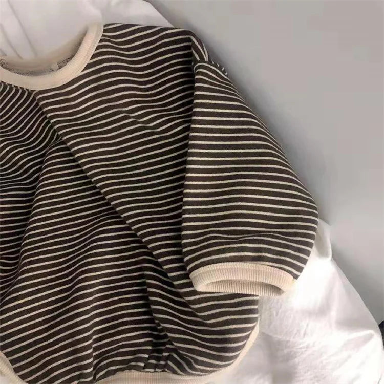 Lawadka Baumwolle Kinderkleidung Langarm T-Shirts Gestreift Baby Junge Mädchen Tops Lässige Kinder T-Shirt Herbst Frühling T-Shirt 1-8T