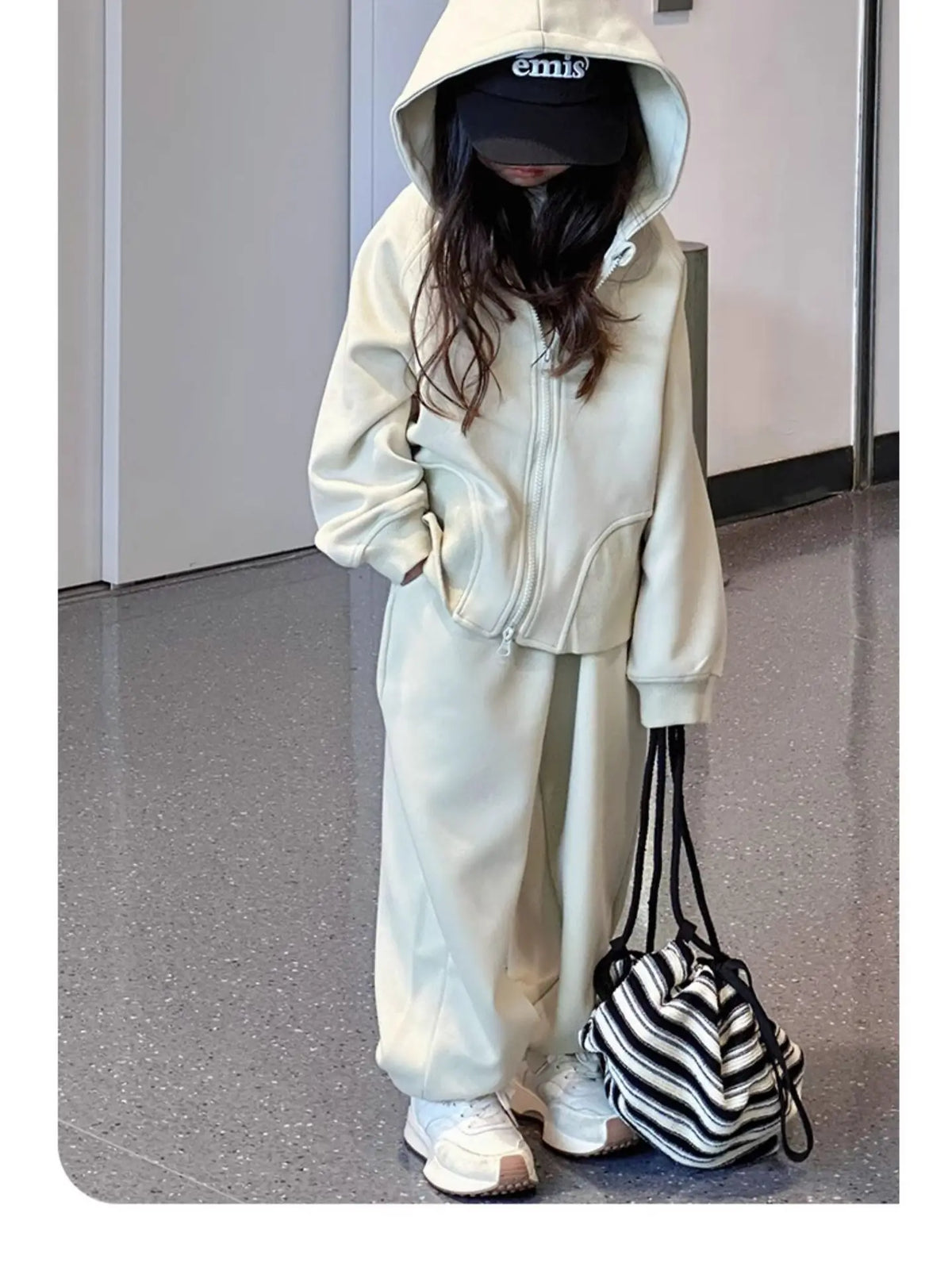 2026 Winter Herbst Teenager-Mädchen-Set: Lose Jacke mit Kapuze + Trainingsanzug mit weiten Hosen, Kinderkleidung, Outfit für Kinder 4 8 10 12 Jahre