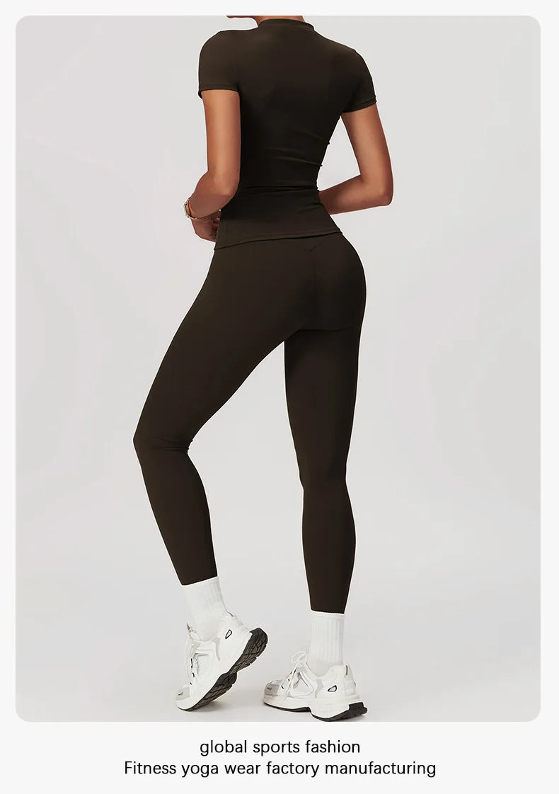 Damen-Sport-T-Shirt, Sommer, kurzärmelig, Laufen, Rundhalsausschnitt, atmungsaktiv, dehnbar, Fitnessstudio, Yoga, schlank, Fitness, aktives Top-T-Shirt