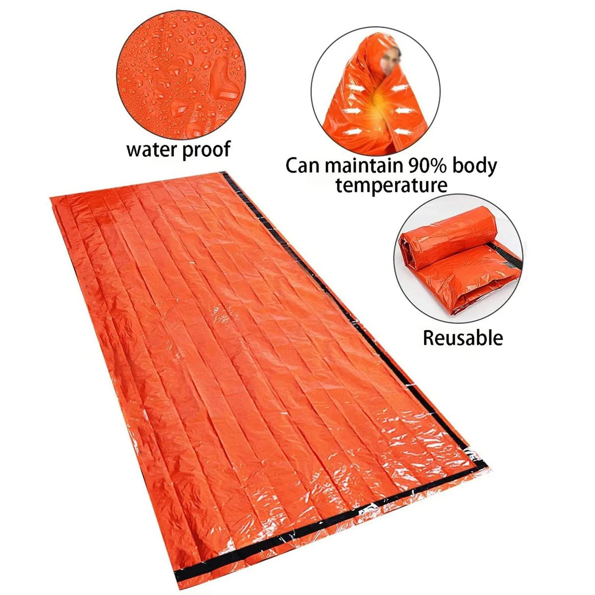 Tragbare Wasserdichte Notfall Überleben Schlafsack Outdoor Edc Camping Ausrüstung Thermische Sack Erste Hilfe Rettungs Kit Mylar Decke