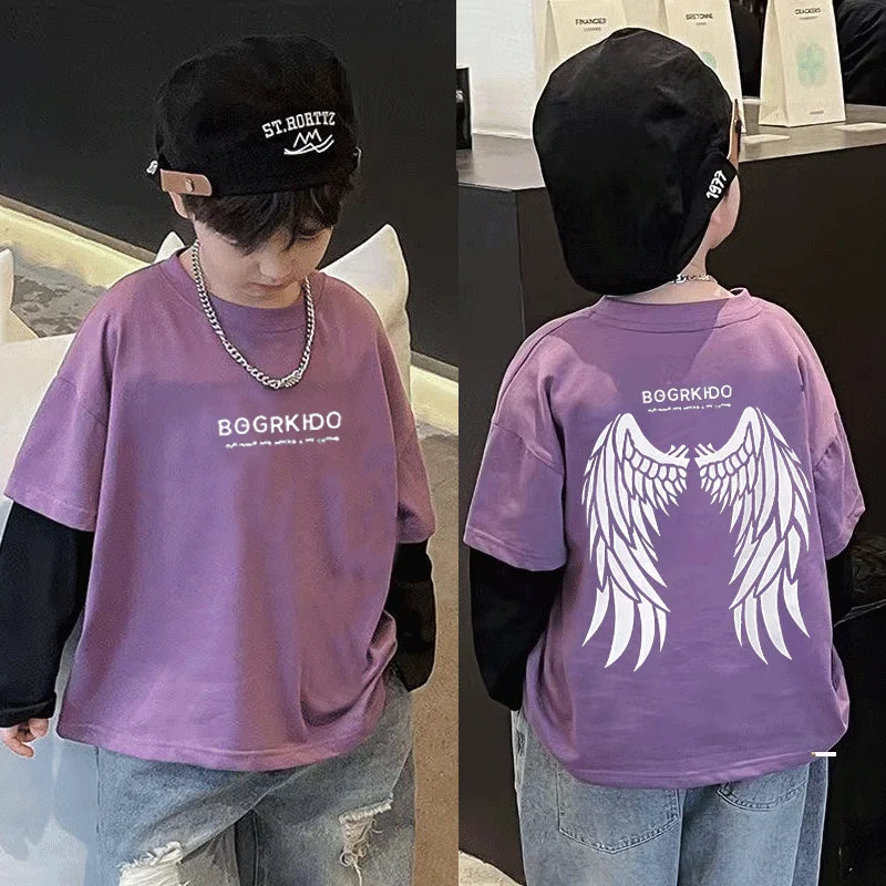 zweiteilige Frühlings- und Herbst-Kinderkleidung von 8 bis 12 Jahren, Jungen-Kind-T-Shirt, Kinderkleidung, Jungen, 7-jährige Kleidung, 10