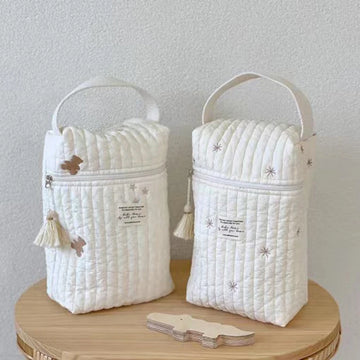 Tragbare Kinderwagen-Wickeltasche, gesteppt, für Babywindeln, Caddy, Organizer, bestickte Mama-Taschen, Babyzubehör, Wickeltasche, Aufbewahrung