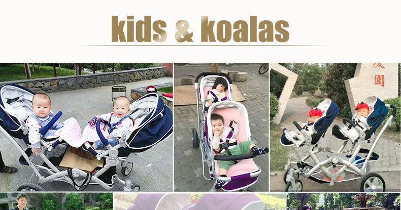 Faltbarer Zwillingskinderwagen, Doppelsitz-Kinderwagen für zwei Babys, stoßdämpfender Zwillingskinderwagen, multifunktional
