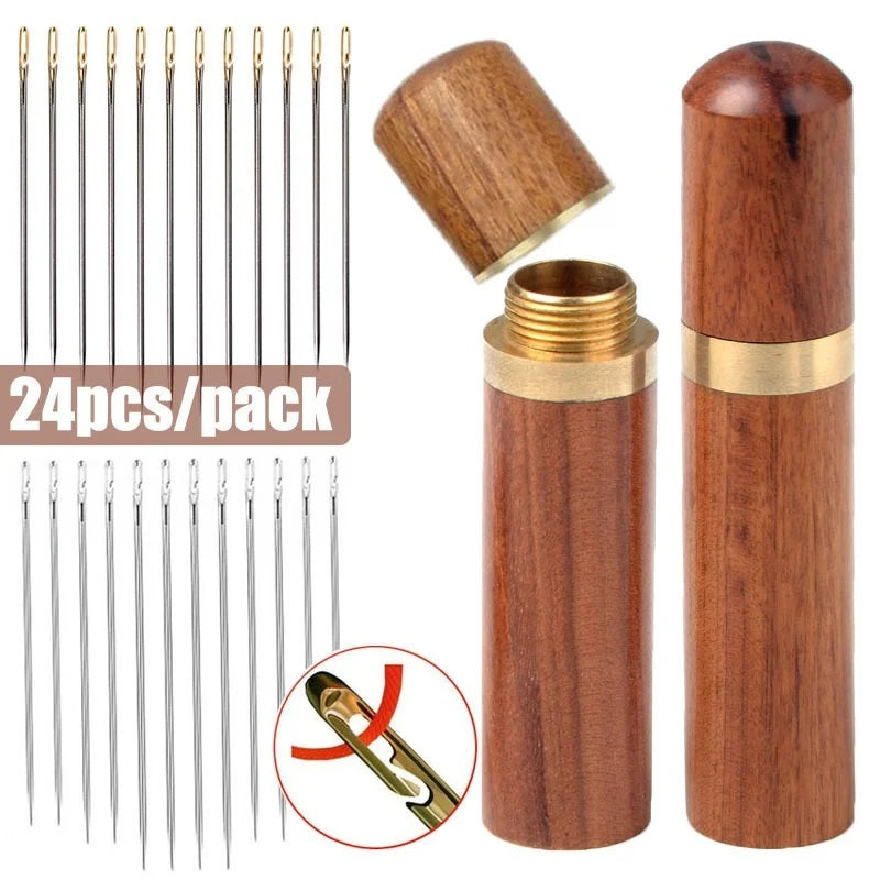 30 stücke Blind Nähen Nadel Ältere Edelstahl Schnelle Automatische Selbst-Einfädel Nadel Nähen Pins DIY Punch Nadel Einfädler