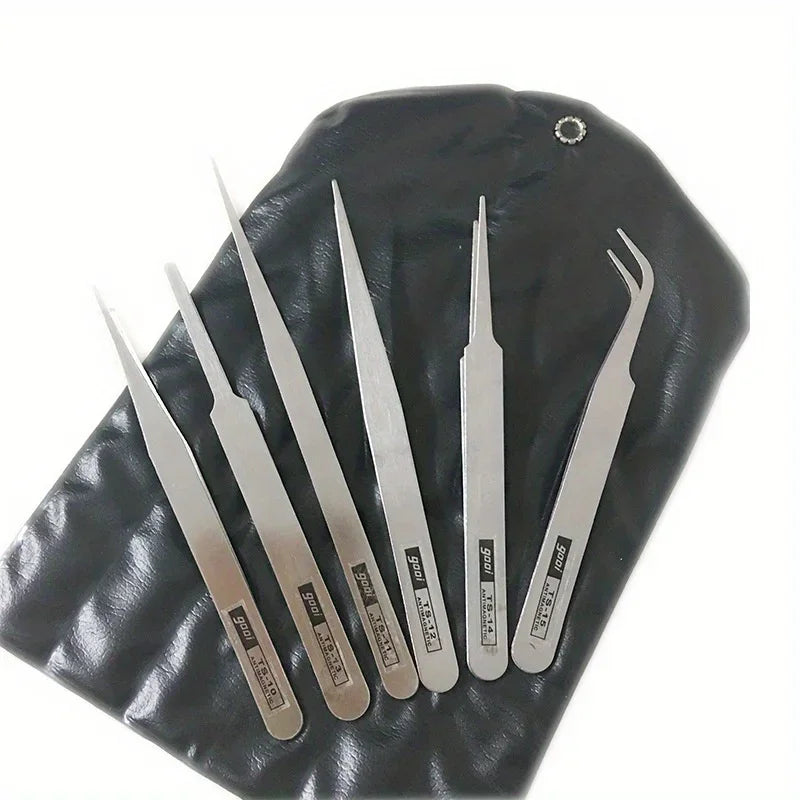 6-teiliges Edelstahl-Pinzetten-Set Ts-15 für Sukkulenten DIY Gebogene Pinzetten Gooi Pinzetten-Set
