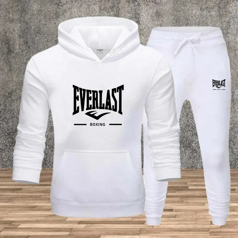 Ein neues modisches Fitness-Jogging-Freizeitset für Herren für Herbst und Winter, bestehend aus zweiteiligem Kapuzenpullover und Hose.