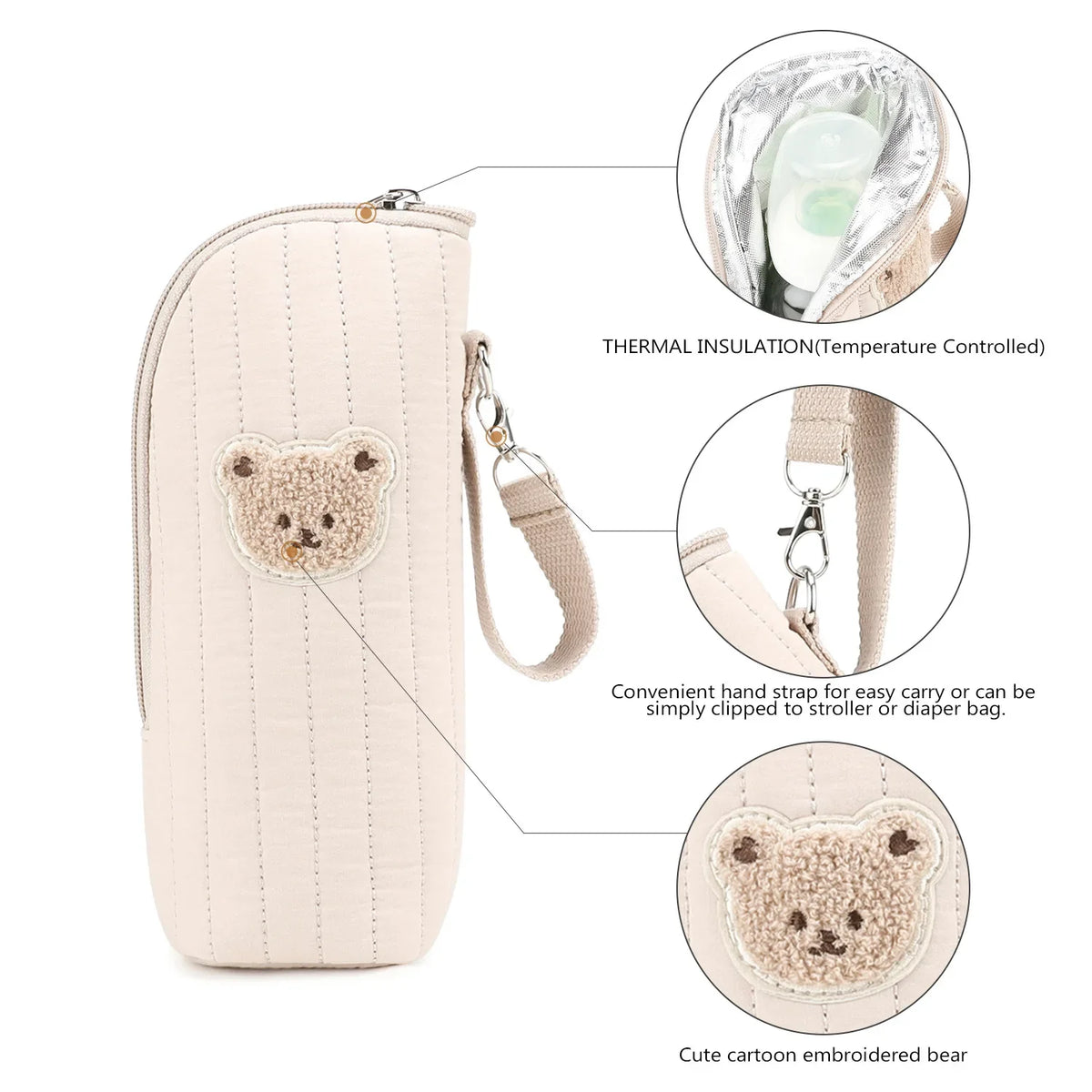 Baby Bottle Warmer Bag Portable Infant Feeding Bottle Aluminum Foil Insulation Outing Stroller Hanging Bag for Storage Cups