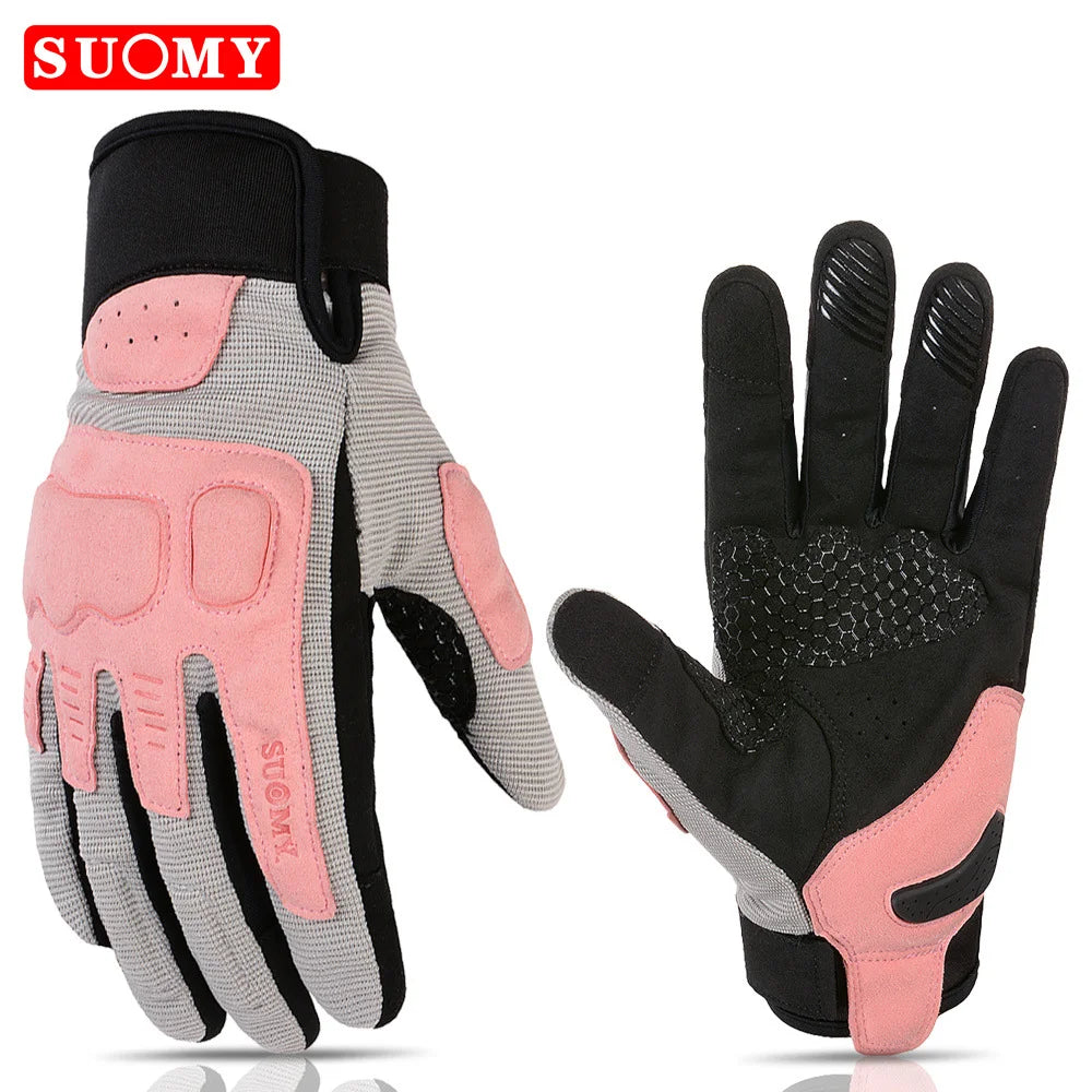 SUOMY Winter Warme Damen Rosa Motorradhandschuhe 100% Wasserdicht Lady Teens Mädchen Lila Motocross Motorrad Racing Reithandschuhe