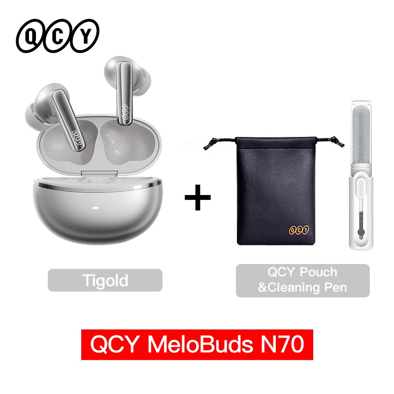 QCY MeloBuds N70 Adaptive ANC Wireless Earbuds Bluetooth 6.0 LDAC Hi-Res Audio 6 Mikrofone Wireless Charging Kopfhörer 50 Stunden IPX5