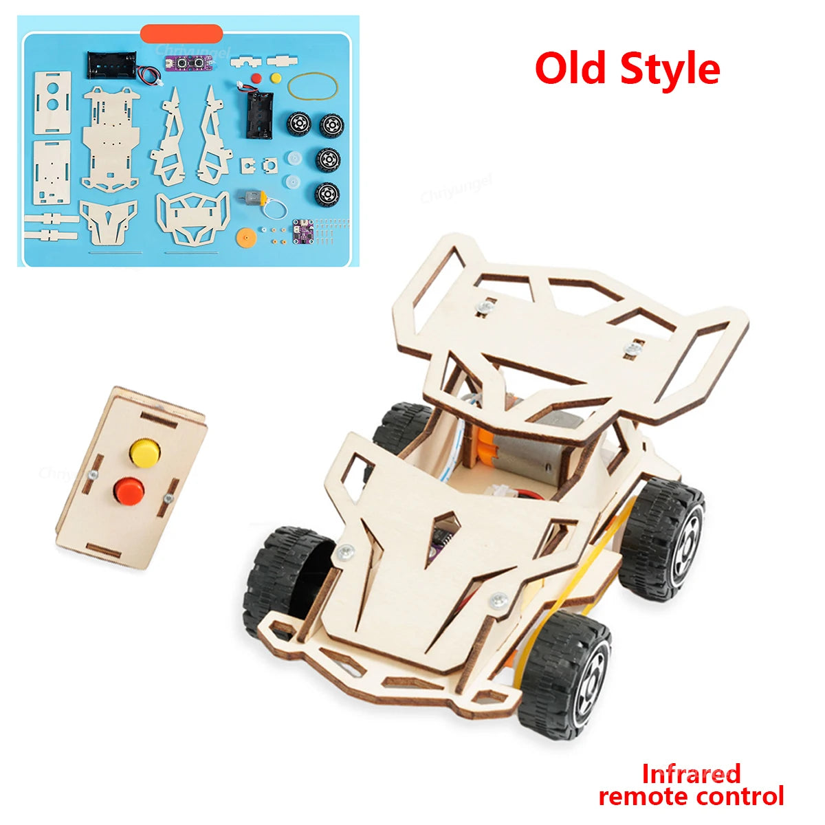 DIY Holz Fernbedienung Auto Holz Allradantrieb Racing Montage Wissenschaft Experiment Kits KINDER STEM Lernspielzeug