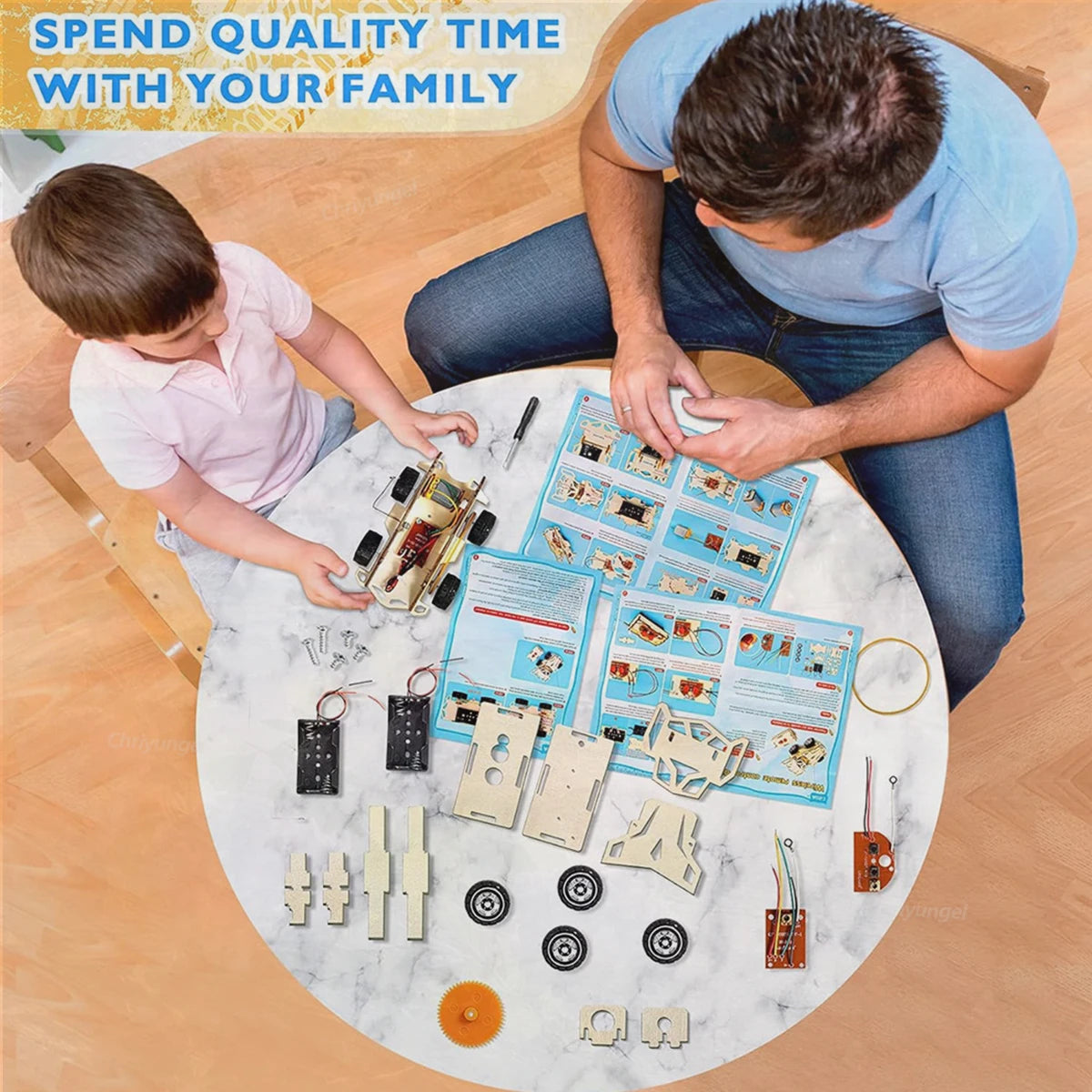 DIY Holz Fernbedienung Auto Mini Allradantrieb Rennwagen Wissenschaft Experiment Kits STEM Lernspielzeug für Teenager Kinder Geschenke
