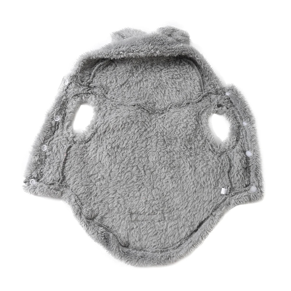Weiche Fleece-Haustier-Hundekleidung, süßer Kapuzenmantel für kleine und mittelgroße Hunde, Katzen, Herbst-Winter-Welpen-Kapuzenjacke, Pullover, Mops-Bekleidung