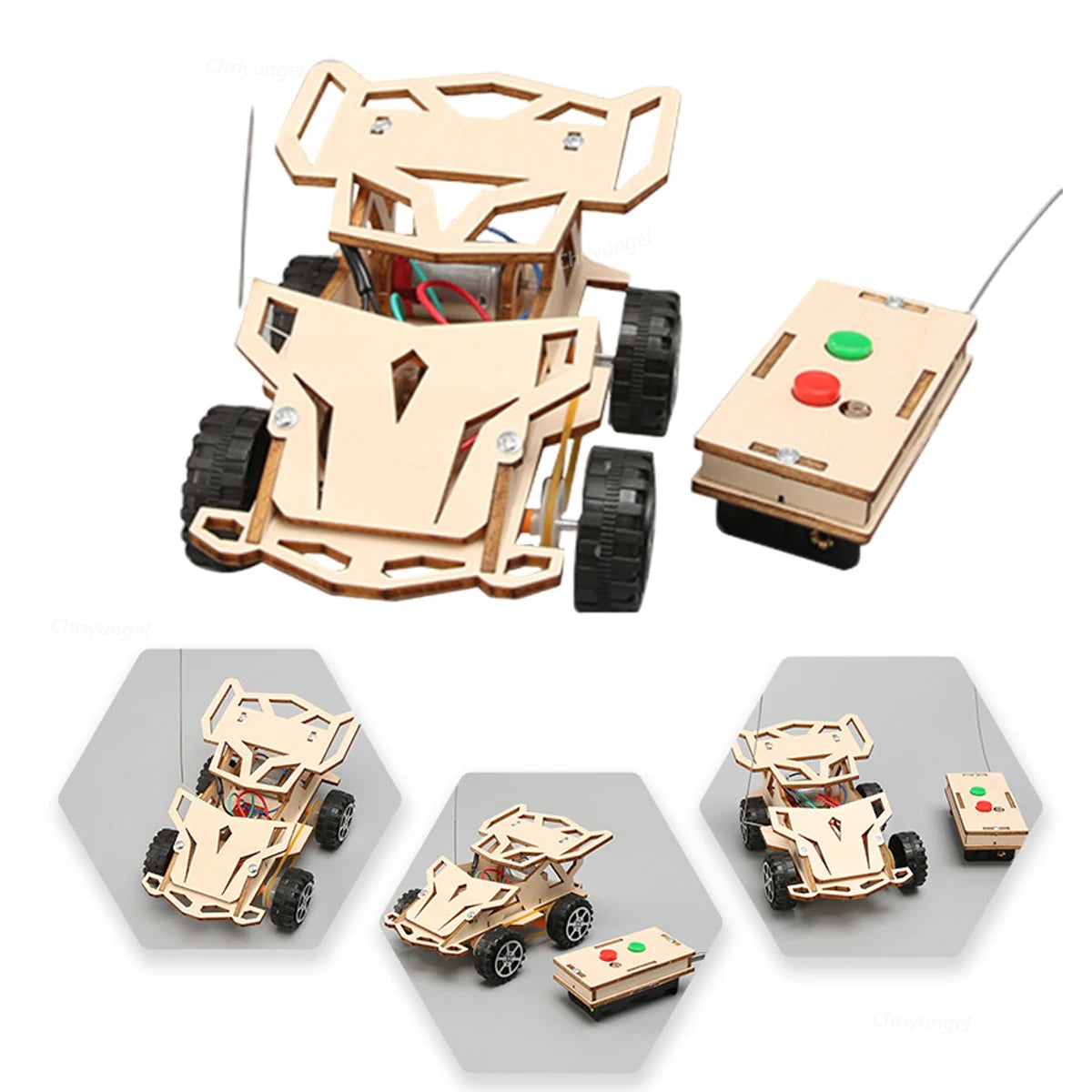 DIY Holz Fernbedienung Auto Mini Allradantrieb Rennwagen Wissenschaft Experiment Kits STEM Lernspielzeug für Teenager Kinder Geschenke