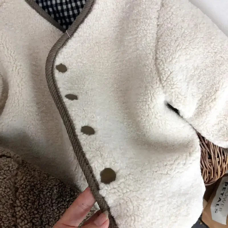 Neue Herbst und Winter Neue Warme Jacke Kinder Zwei Seiten Tragen Plaid Plüsch Jacke Kinder Jacken Winter Kleidung für Mädchen