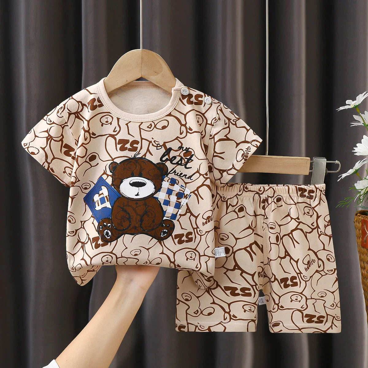 2PCS kinder Sets mutter Kinder Kleidung Jungen Mädchen T-shirt Shorts Sommer Baumwolle kurzarm Baby Kinder Kleidung Kleinkind anzug