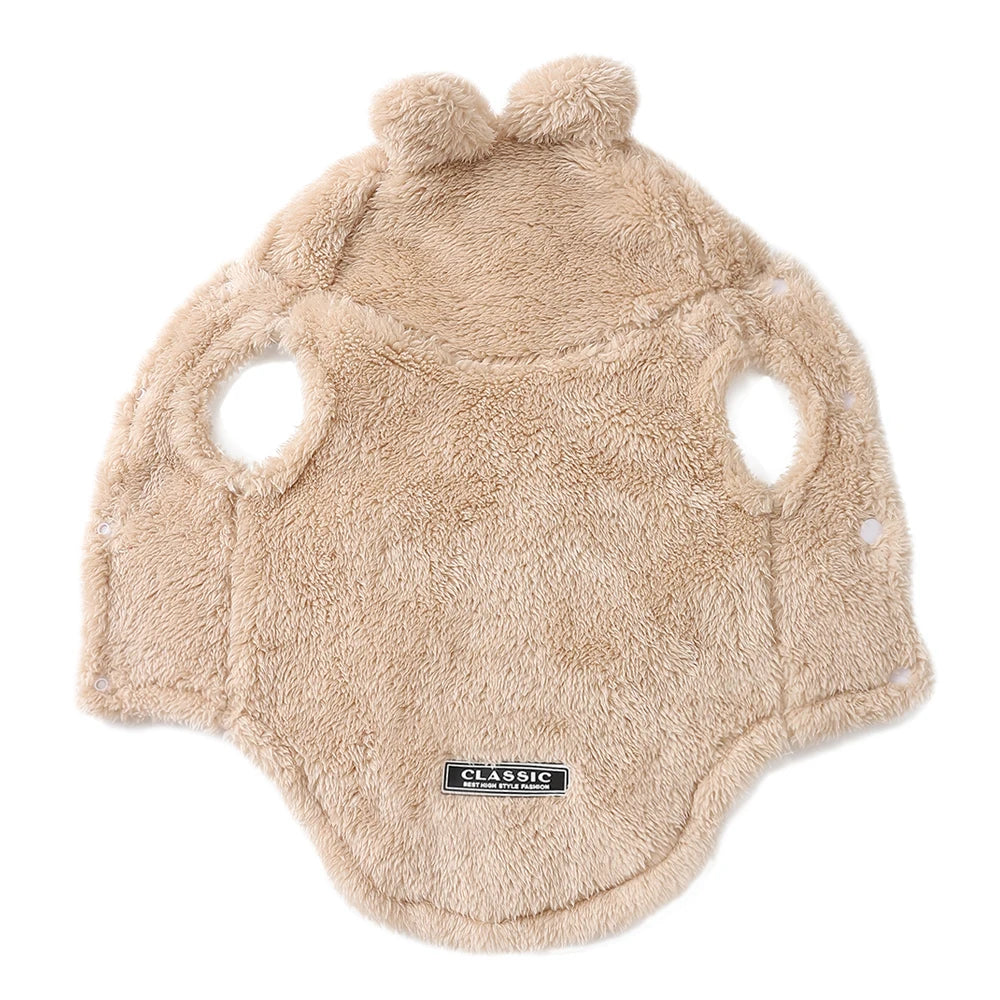 Weiche Fleece-Haustier-Hundekleidung, süßer Kapuzenmantel für kleine und mittelgroße Hunde, Katzen, Herbst-Winter-Welpen-Kapuzenjacke, Pullover, Mops-Bekleidung