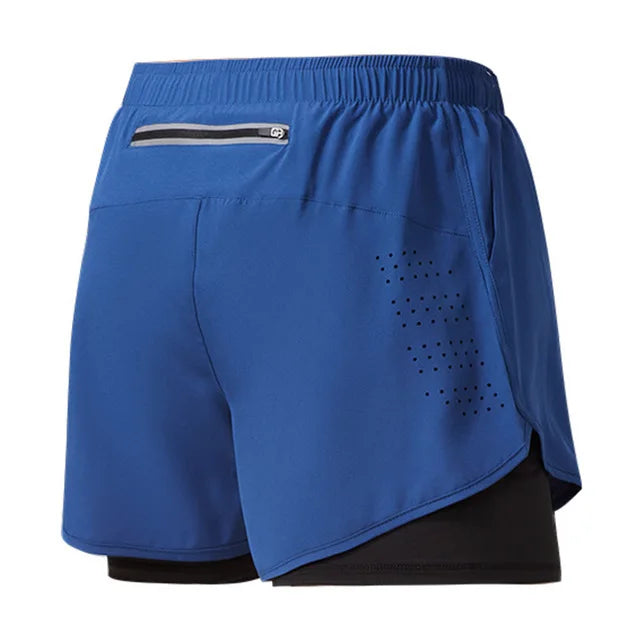 Männer Laufshorts Schnell trocknend Fitness Schwarz Doppel Schicht Shorts Männer Neue Sport Workout Training Bodybuilding Kurze Hosen