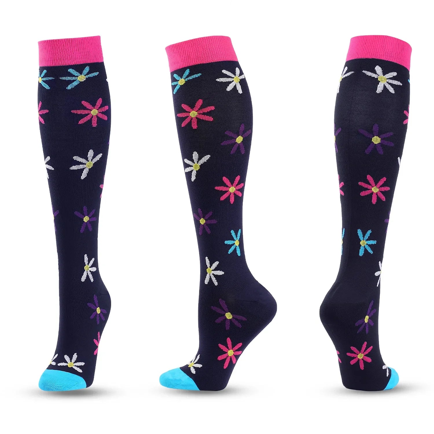 5 Paar Kompressionssocken für Damen, Wandern, Laufen, elastische Socken, Sportsocken, Flug, Schwangerschaft, geschwollene Krampfadern, Marathon-Socken