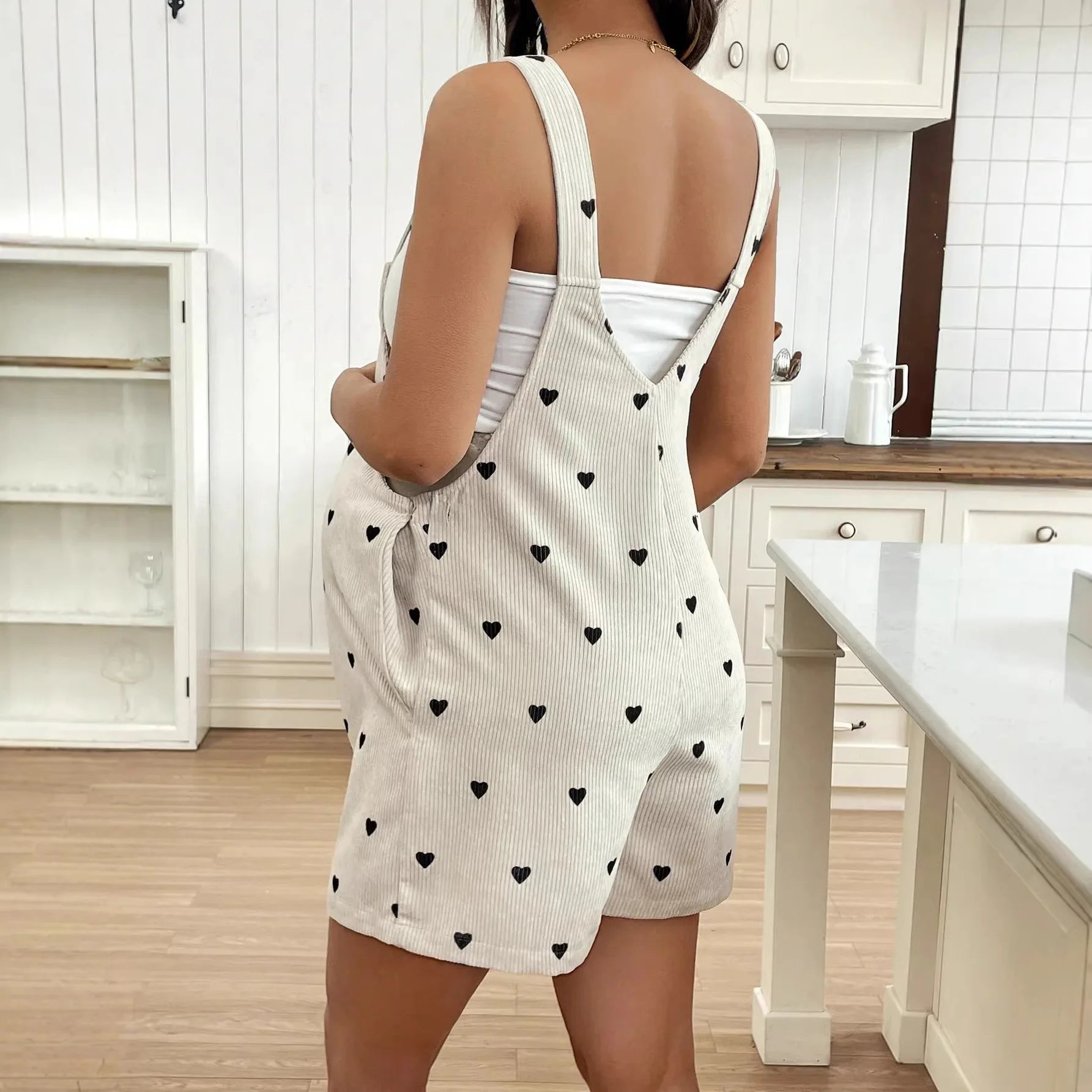 Umstands-Overalls für schwangere Frauen, Herz-Blumendruck, verstellbare Taille, Shortalls, Strampler, Frühling, Sommer, lässige Schwangerschaftskleidung