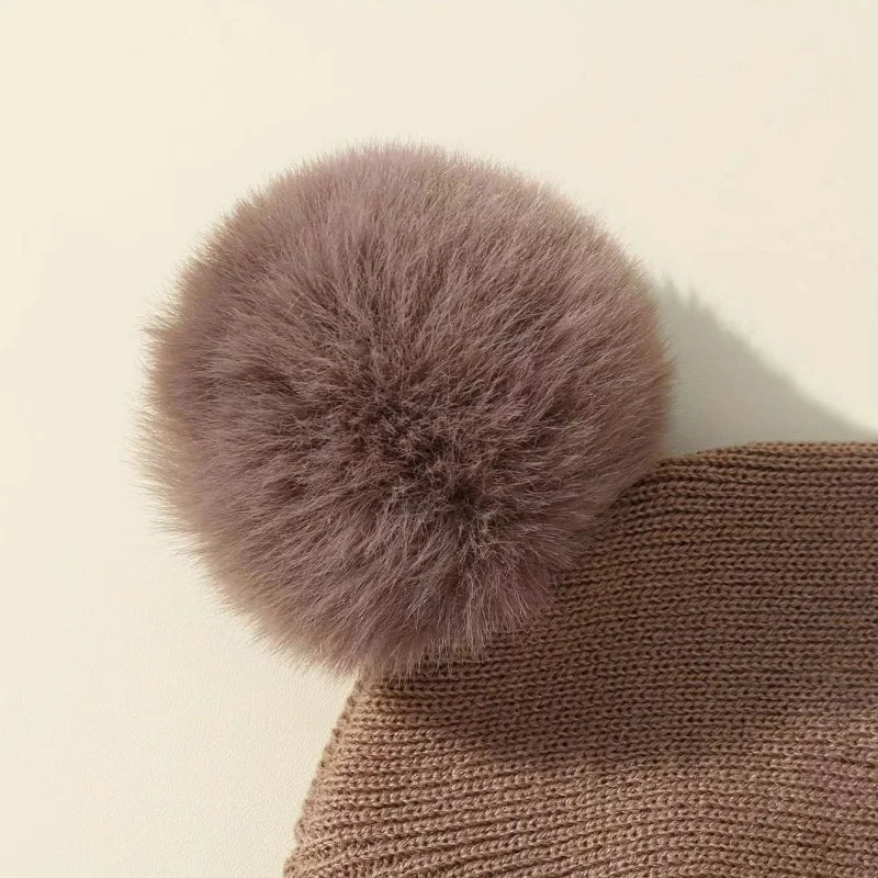 Herbst Winter Baby Warme Gestrickte Hüte Mit Pom Kinder Stricken Beanie Hut Einfarbig Kinder Hut Für Jungen Mädchen Zubehör