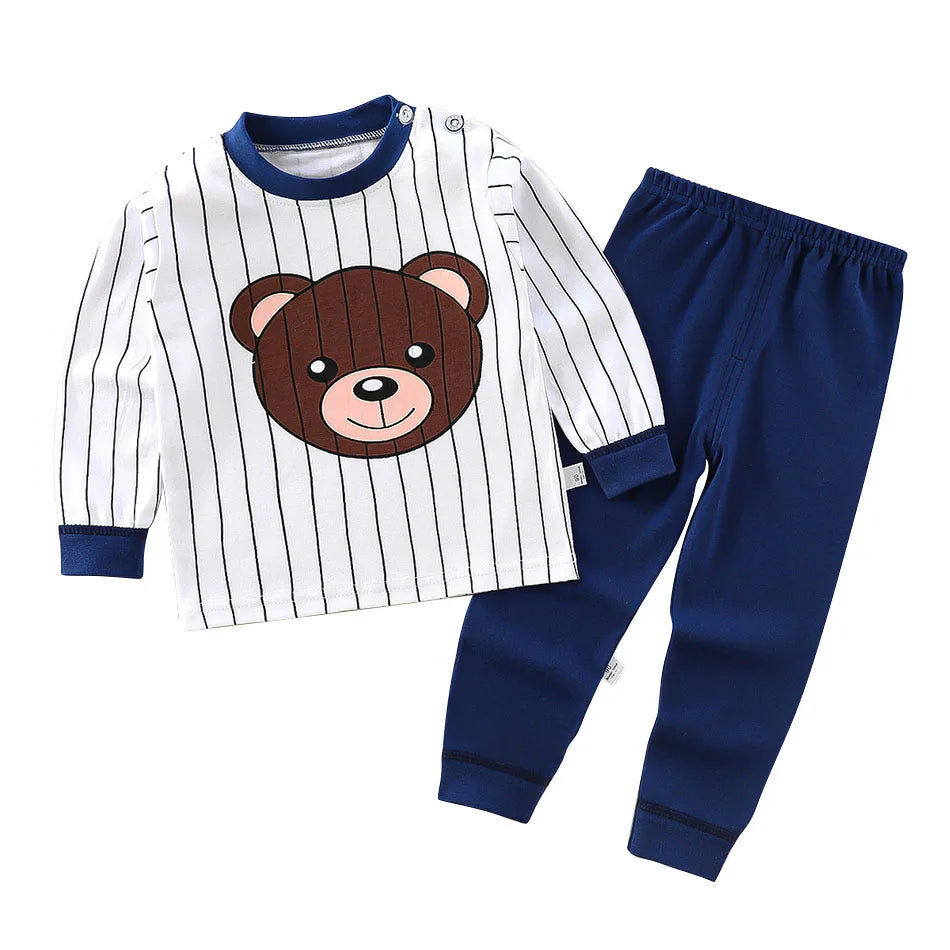 Baumwolle Kinder Pyjamas Set für Jungen Mädchen Herbst und Winter Cartoon Schlafen Loungewear Kinder Nacht Nachtwäsche Hause Tragen Kleidung