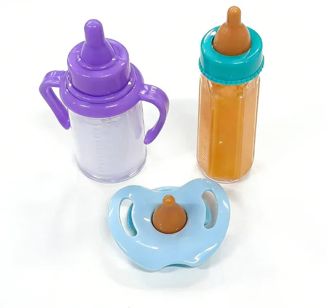 Große Baby Puppe Babyflasche Set Babypflege Spielzeug Kinderwagen 2 stücke Milch Und Saft Flaschen Mit Spielzeug Schnuller für Babypuppen