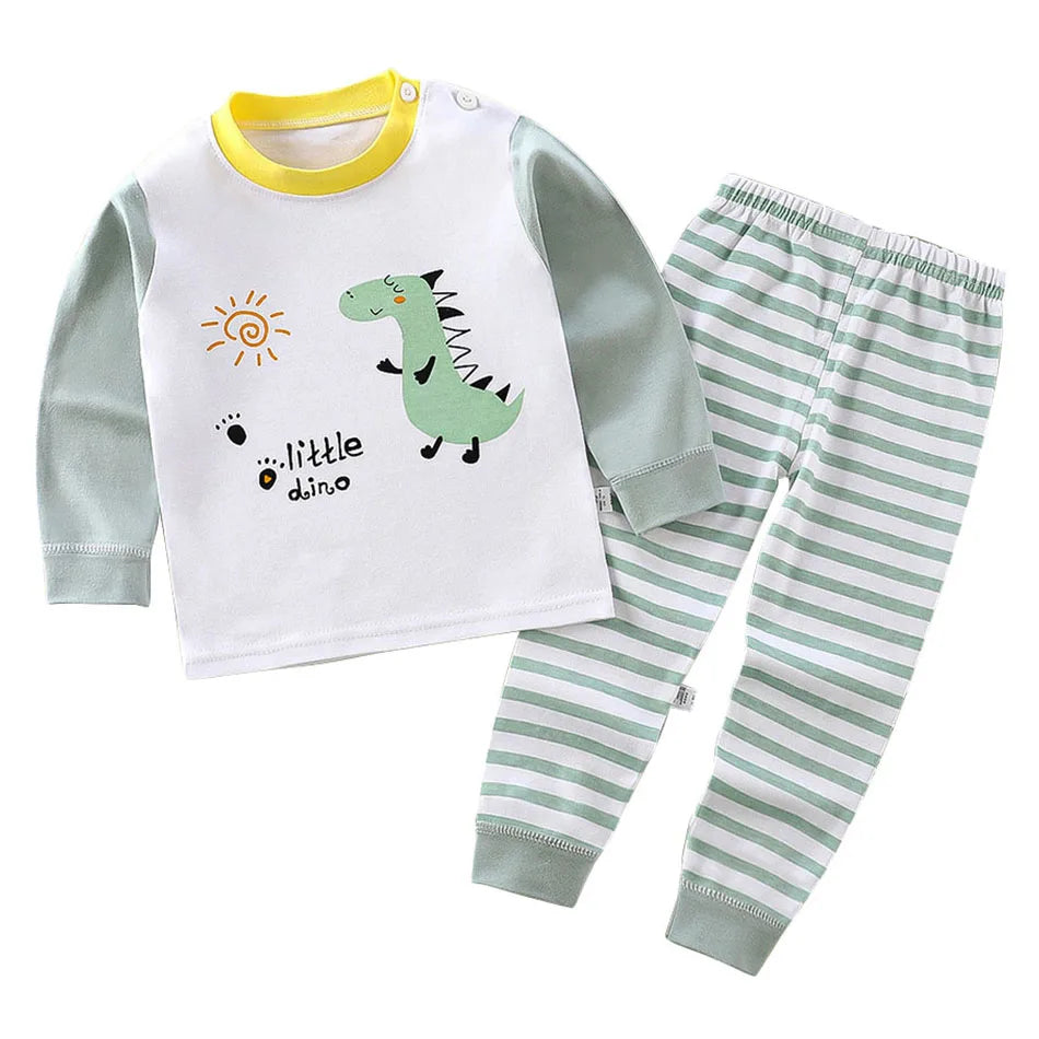 Baumwolle Kinder Pyjamas Set für Jungen Mädchen Herbst und Winter Cartoon Schlafen Loungewear Kinder Nacht Nachtwäsche Hause Tragen Kleidung