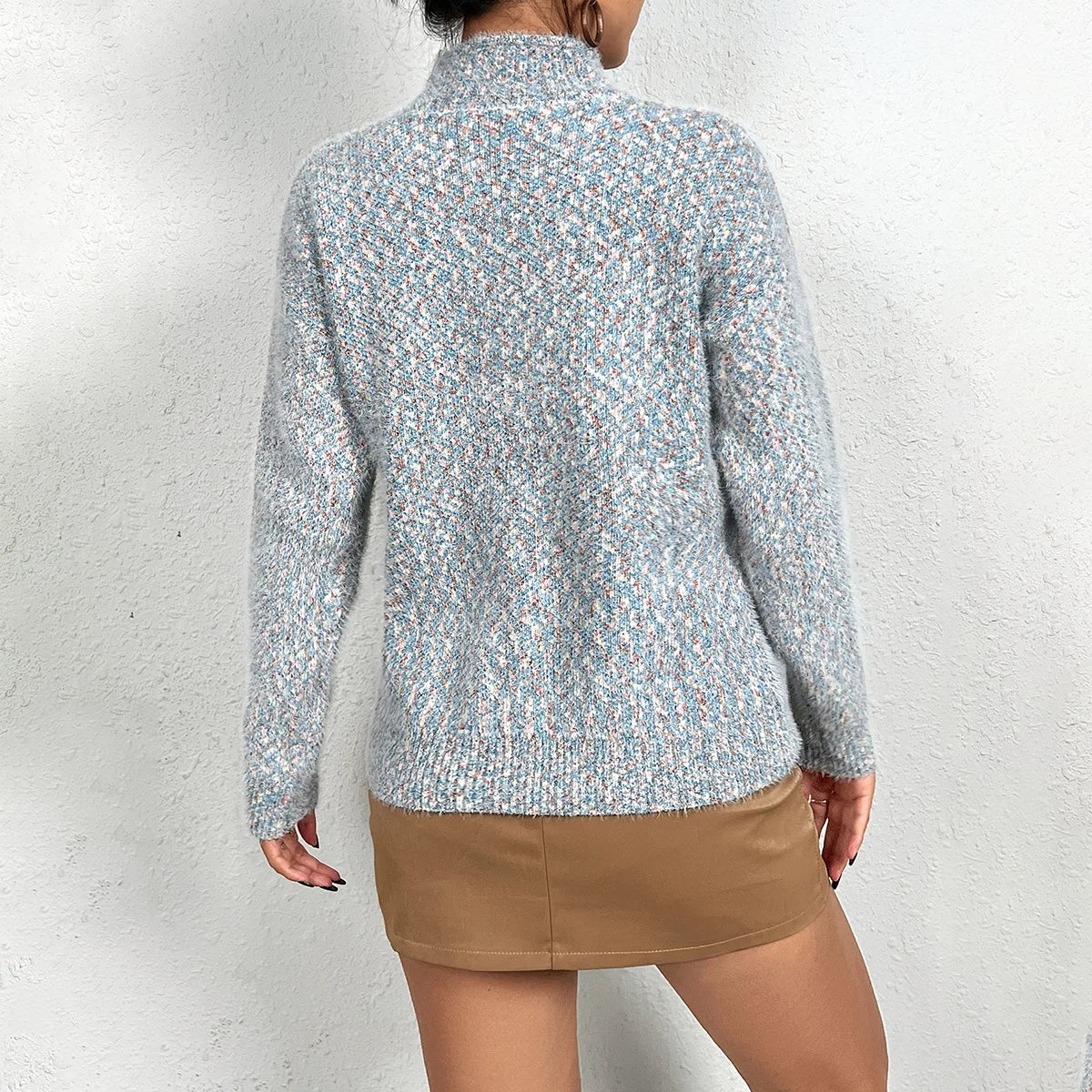 Vintage Herbst Mode Damen Mittelhoher Halsausschnitt Elch Weihnachtsmode Druck Pullover Langarmpullover О гроут Tinggi فسات فщин