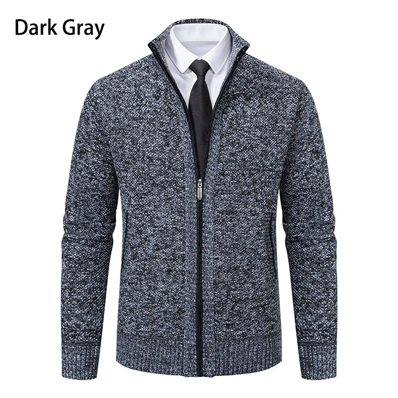 Herbst Und Winter New Jersey männer Casual Sport Mantel Einfarbig Stehkragen Wullover Greifen Fleece Warm Zipper Strickjacke