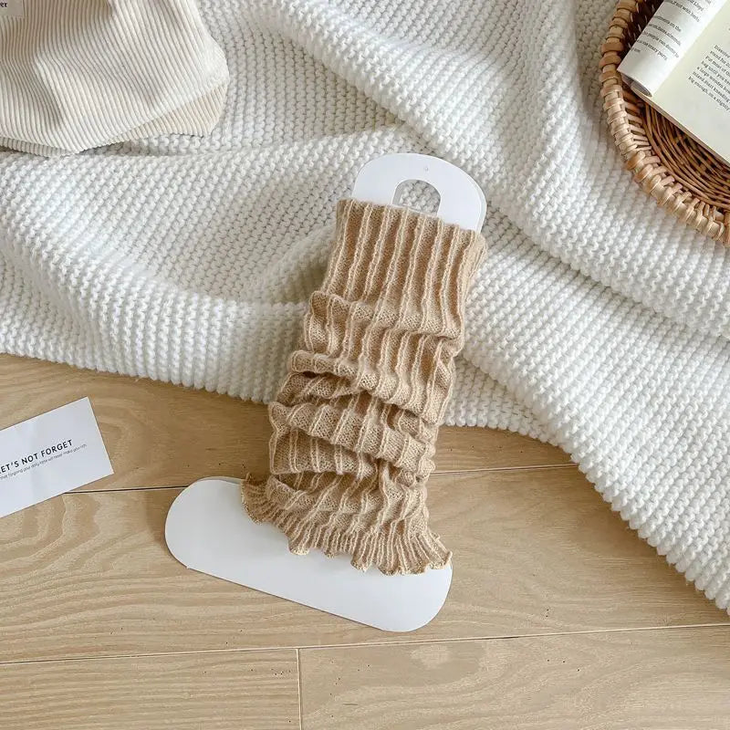 Herbst Winter Damen Beinwärmer Schwarz Weiß Gestrickte Fußabdeckung Lange Socken JK Japanische Mode Lolita Süße Mädchen Beinwärmer Neu