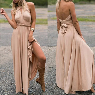 Mode Multi-getragen V-ausschnitt Vestidos De Fiesta Frauen Lange Kleid Sexy Geschnallt Dame Sommer Maxi Kleid